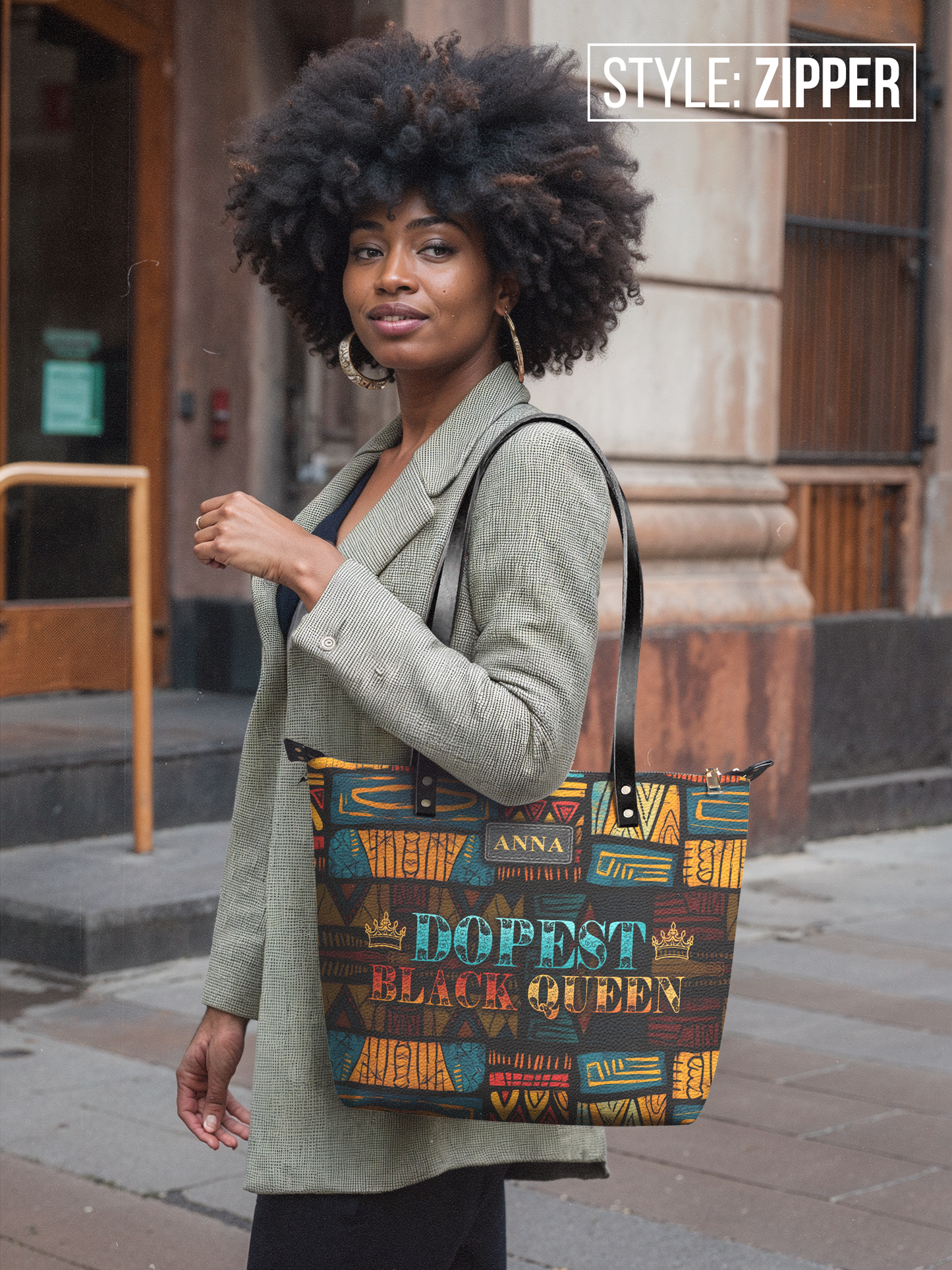 Dopest Black Queen Leather Tote Bag