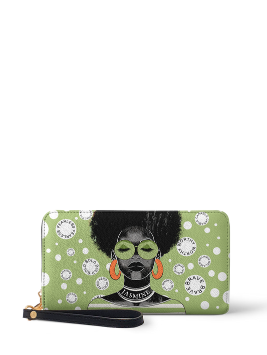 The Essence - "Fahari" Green Polka-dot Wallet