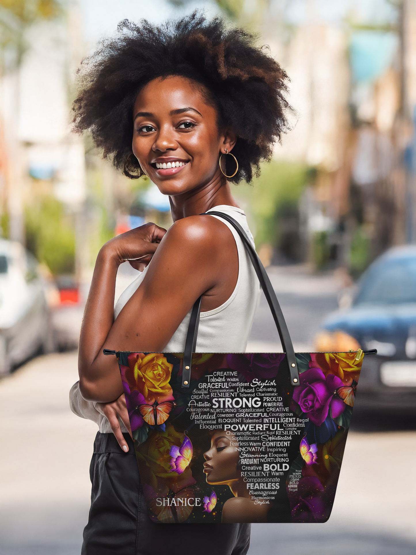 Afro Map Leather Tote Bag