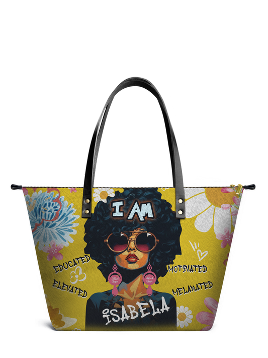 I Am Melanated Leather Tote Bag