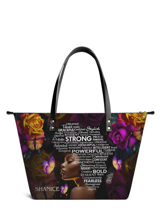 Afro Map Leather Tote Bag